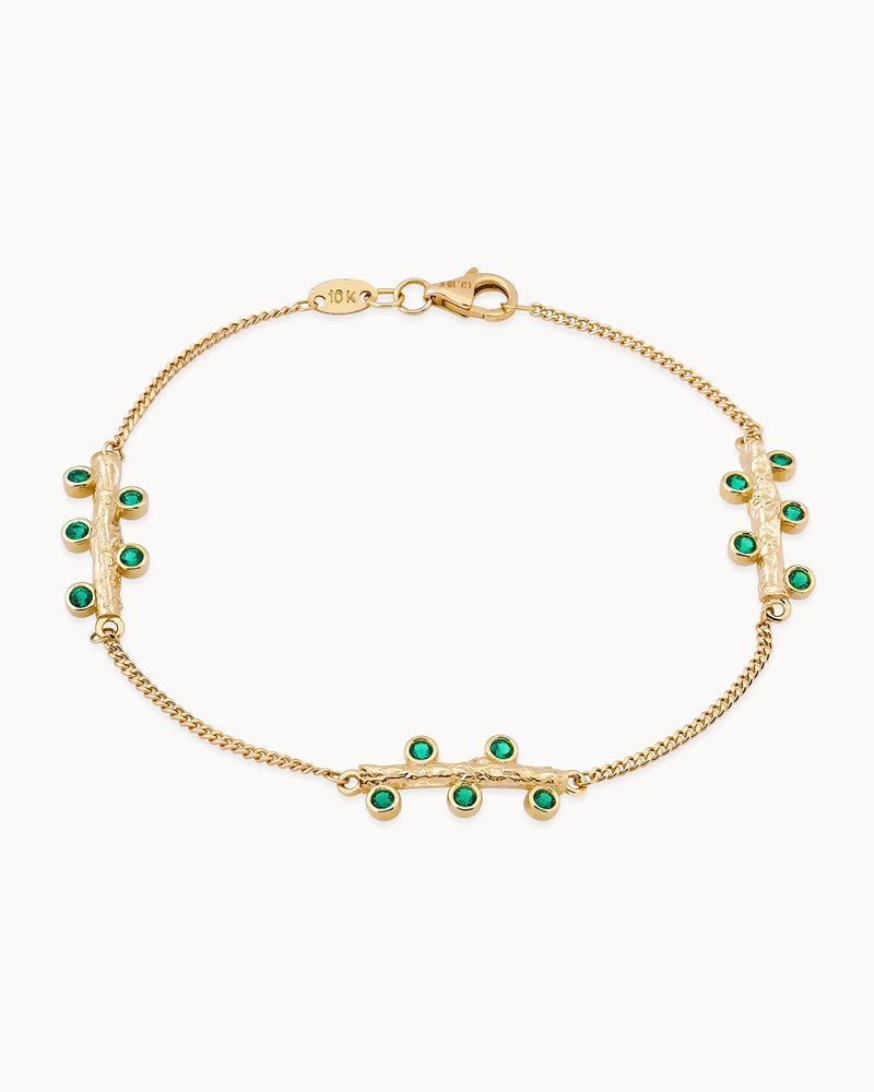 14K Gold Blossom Green Stone Chain Bracelet | Erdem Akan X Runda