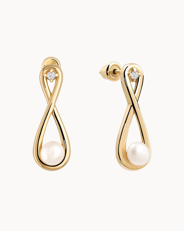 14K Gold Eternal Love Nature Pearl Earrings