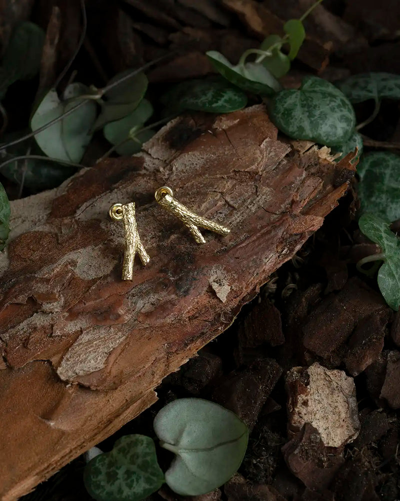 14K Gold Tree Branch Earrings | Erdem Akan X Runda