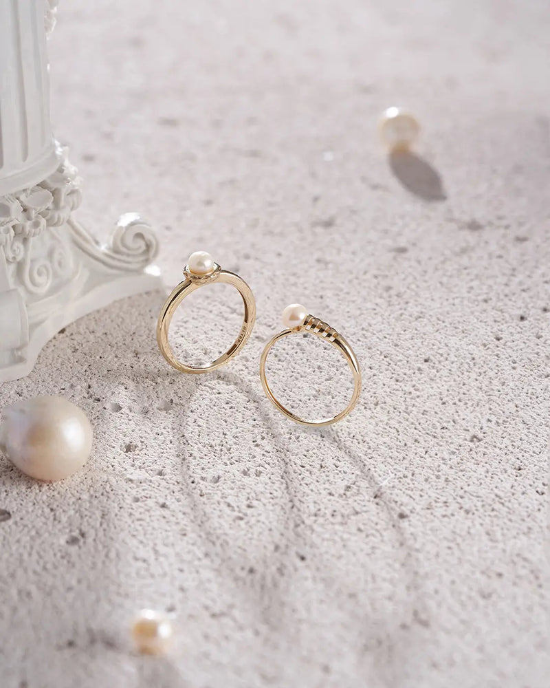 14K Gold Natural Pearl Stone Ring