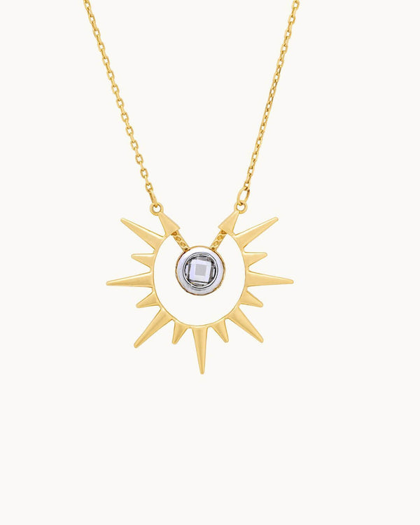 14K Gold Sunbeams Cubic Zirconia Necklace