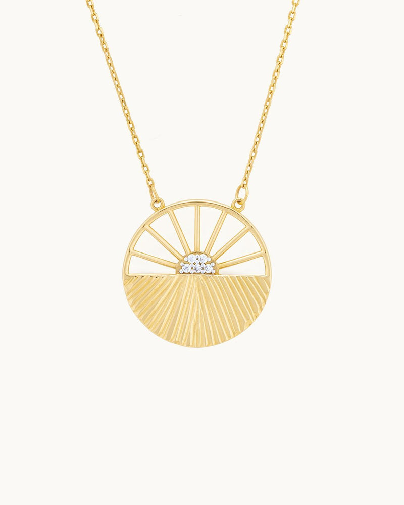 Sunrise and Sunset 14K Gold Diamond Necklace