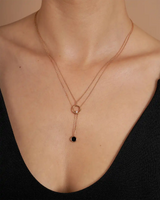 14K Gold Chain of Dreams Necklace with Black Enamel