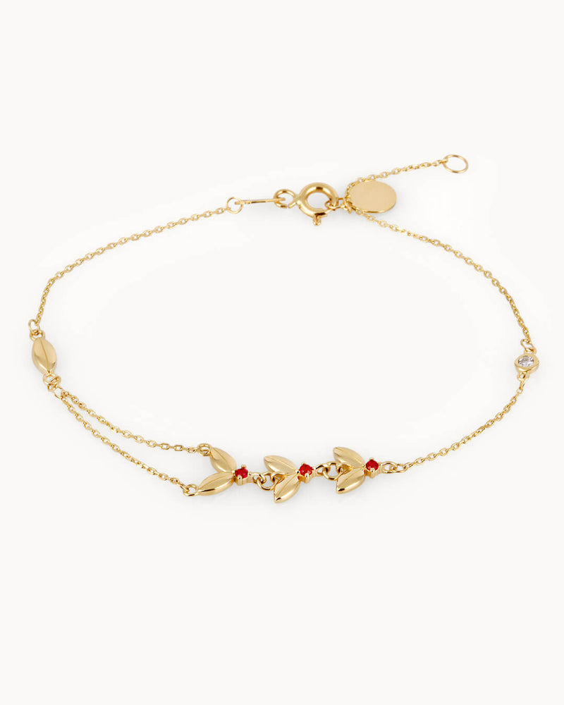 14K Gold Flower Wings Diamond Bracelet