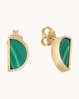 14K Gold Malachite Stone Nature Trace Earrings