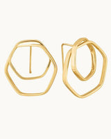 Hexagon 14K Gold Earrings in Nature