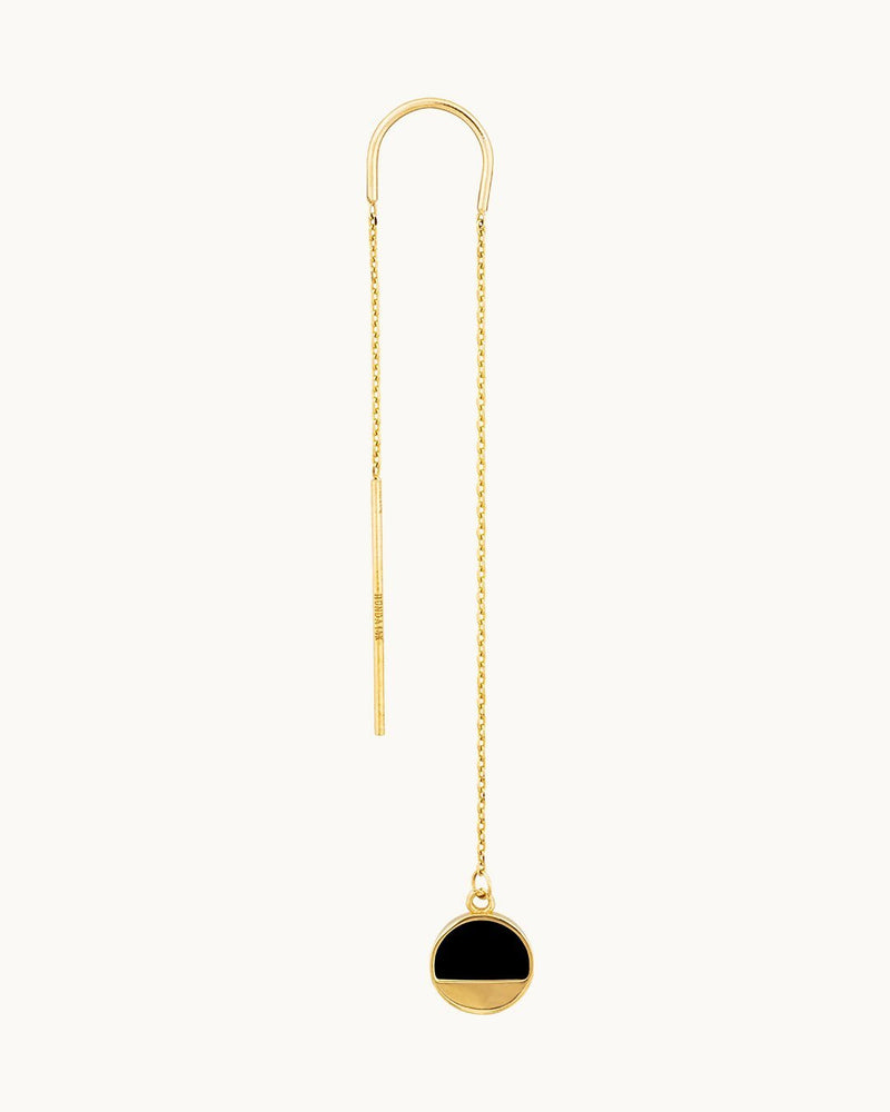 14K Gold Top Four Earrings with Black Enamel