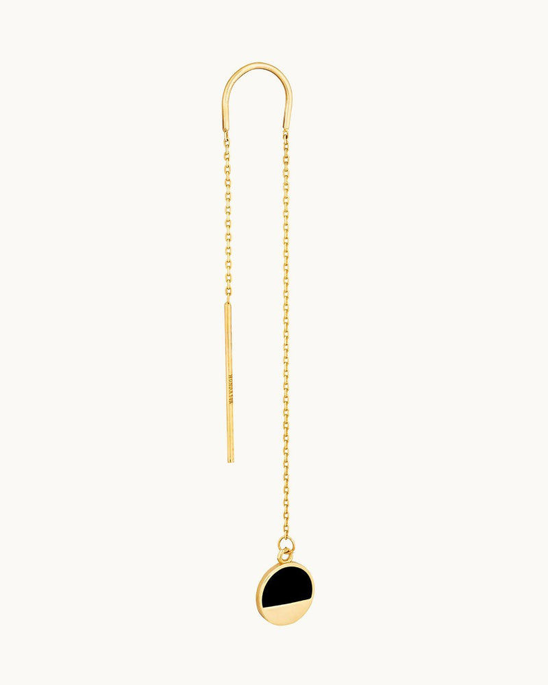 14K Gold Top Four Earrings with Black Enamel