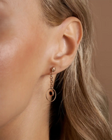 14K Gold Full Moon Earrings with Black Enamel 