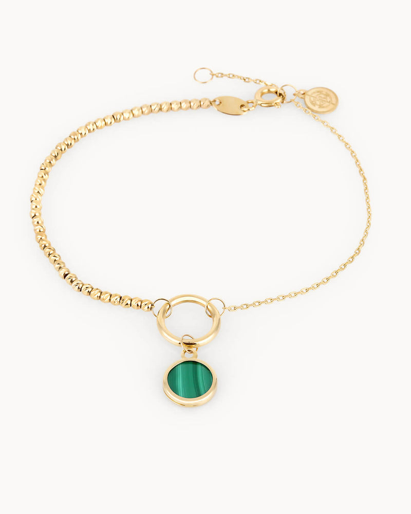 14K Gold Malachite Stone Nature's Line Bracelet