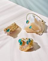 14K Gold Plated Malachite Stone Nature Contrast Earrings