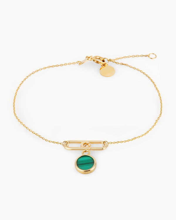 14K Gold Malachite Stone Nature's Bond Bracelet