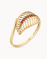 14K Gold Leaf Trace Ring