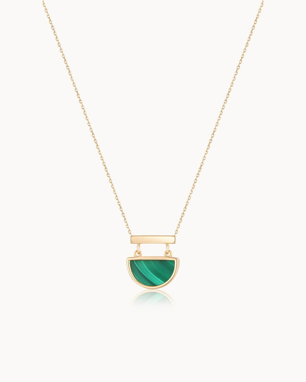 14K Gold Malachite Stone Nature's Symphony Necklace