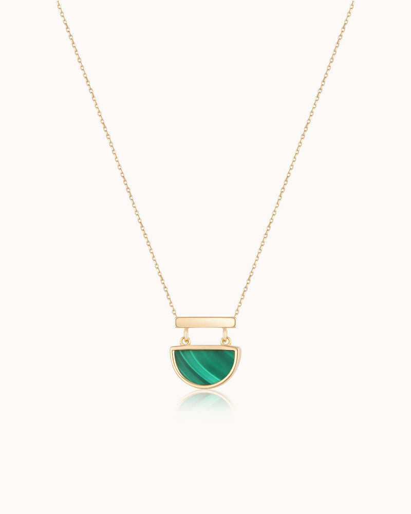 14K Gold Malachite Stone Nature's Symphony Necklace