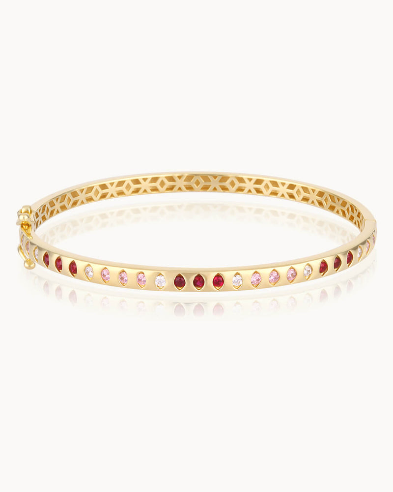 14K Gold Plated Diamond Earth Tone Red Stone Sterling Silver Bracelet