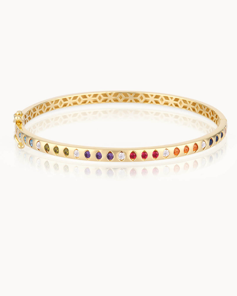 14K Gold Earth Tones Diamond Bangle