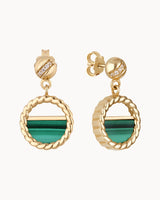 14K Gold Plated Malachite Stone Pure Balance Earrings