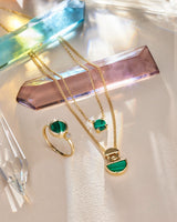 14K Gold Malachite Stone Nature Nuance Necklace