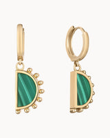 14K Gold Malachite Stone Rakursi Earrings