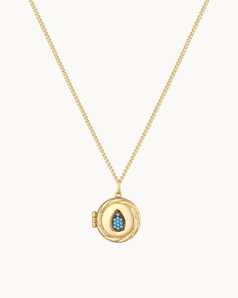 14K Solid Gold Note to the Future Locket Necklace