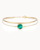 14K Gold Malachite Stone Eternal Existence Bracelet