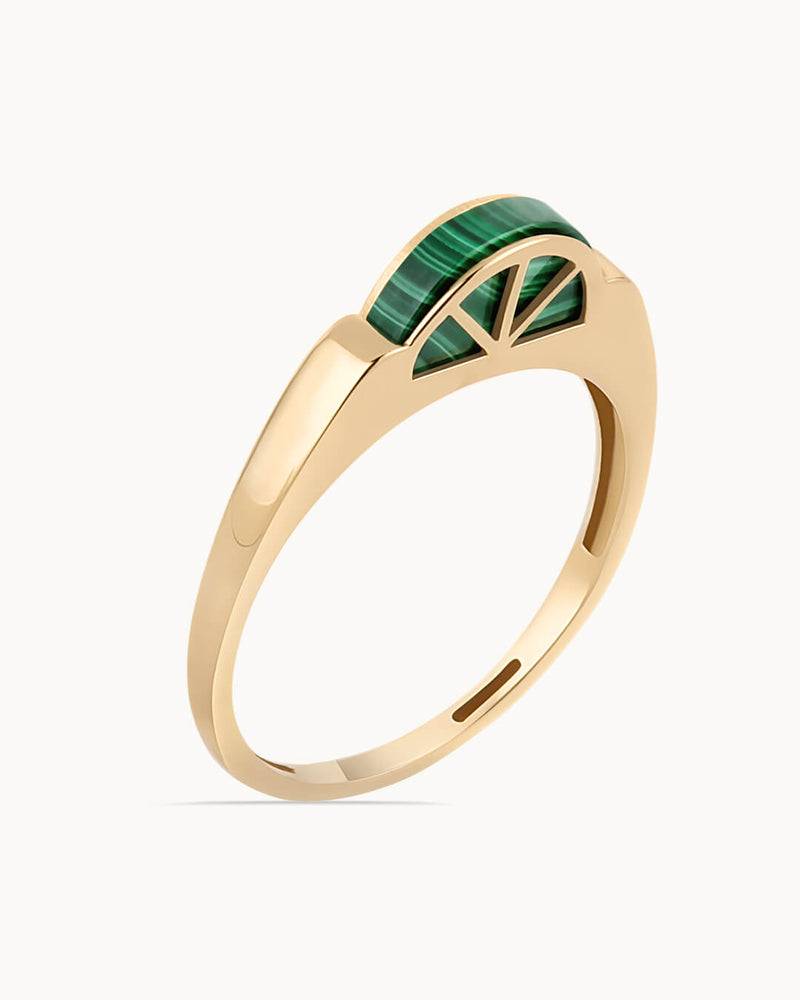 14K Gold Malachite Stone Image of Nature Ring