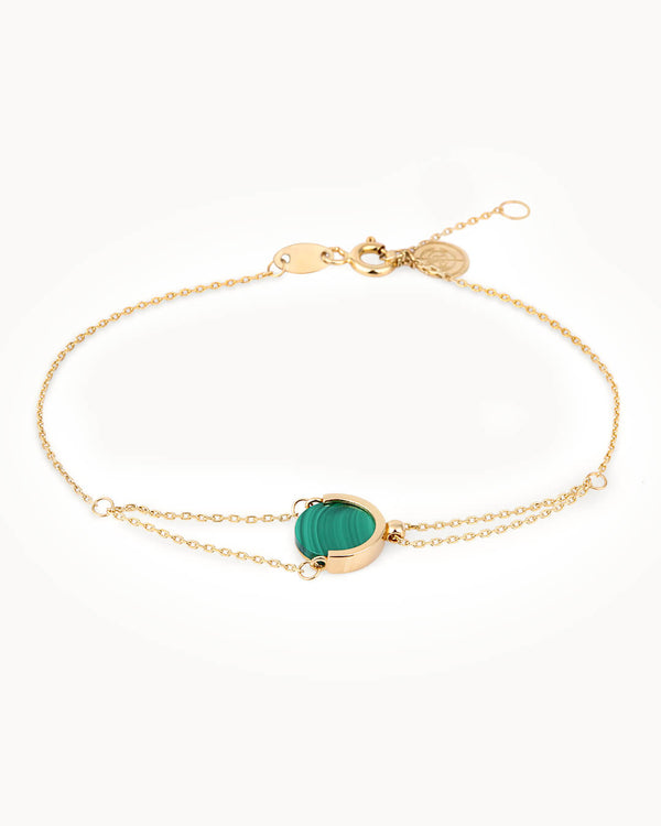 14K Gold Malachite Stone Seeking Balance Bracelet