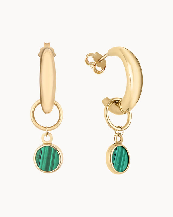 14K Gold Malachite Stone Nature's Signature Earrings