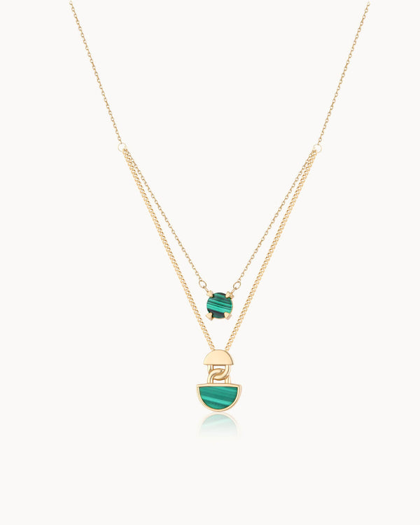 14K Gold Malachite Stone Nature Nuance Necklace