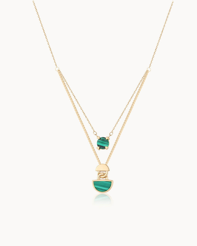 14K Gold Malachite Stone Nature Nuance Necklace