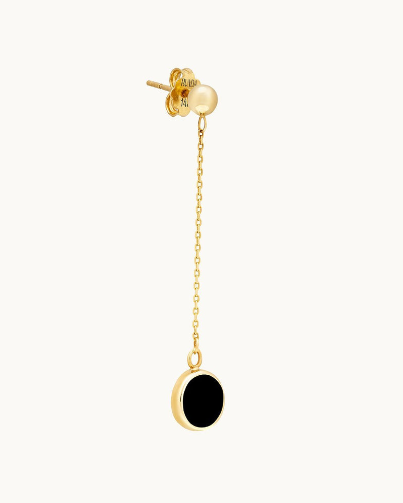 14K Gold Full Moon Earrings with Black Enamel