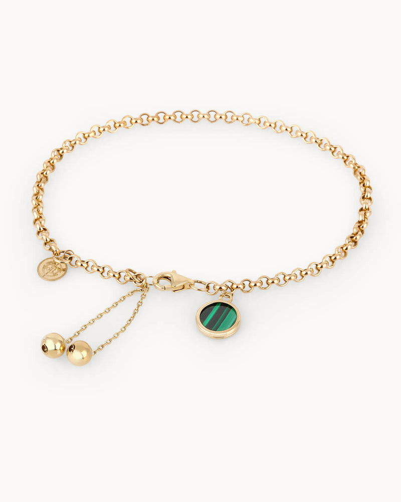 14K Gold Malachite Stone Cyclic Light Bracelet