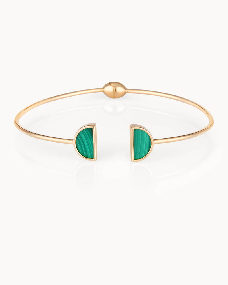 14K Gold Malachite Stone Nature to Human Bracelet