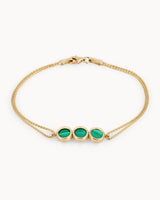 14K Gold Plated Malachite Stone Nature Composition Bracelet