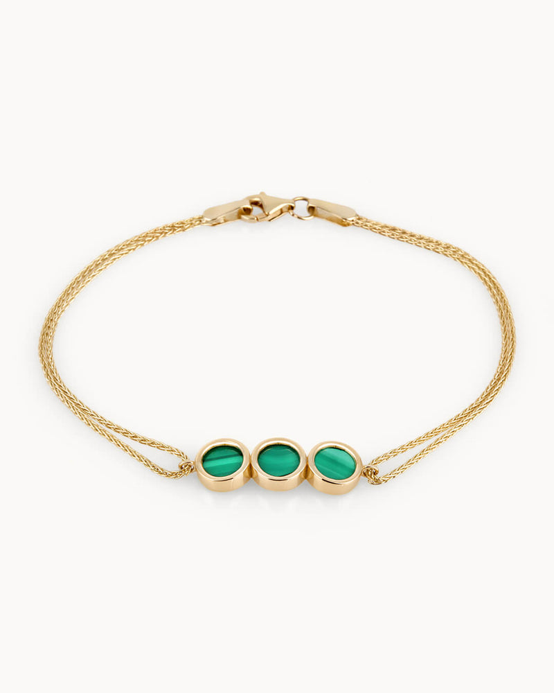 14K Gold Plated Malachite Stone Nature Composition Bracelet