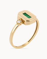 14K Gold Malachite Stone Nature's Mystery Diamond Ring