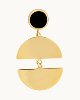 14K Gold Moon Cycle Earrings with Black Enamel 