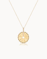 14K Gold Plated Passionflower Diamond Necklace