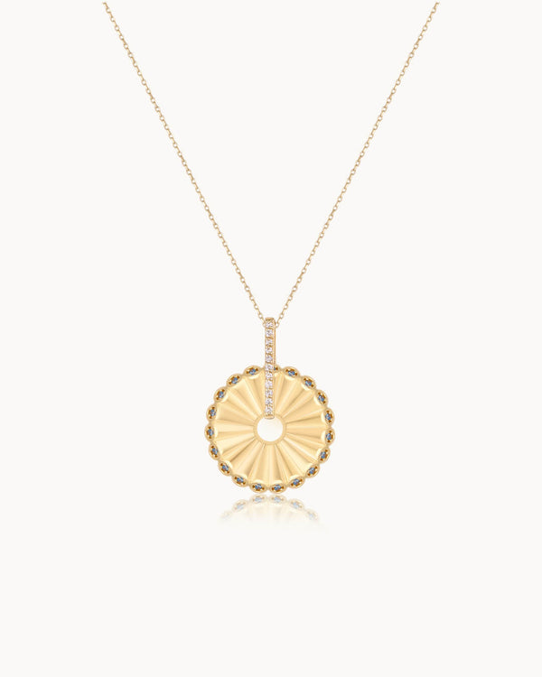 14K Gold Plated Passionflower Diamond Necklace