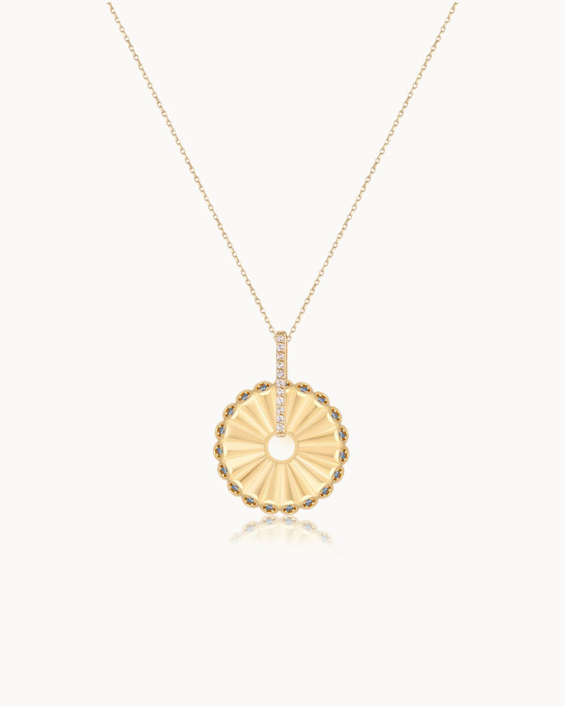 14K Gold Plated Passionflower Diamond Necklace