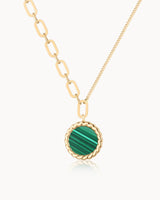 14K Gold Plated Malachite Stone Nature's Energy Necklace