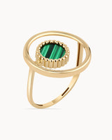 14K Gold Plated Malachite Stone Nature's Eye Ring