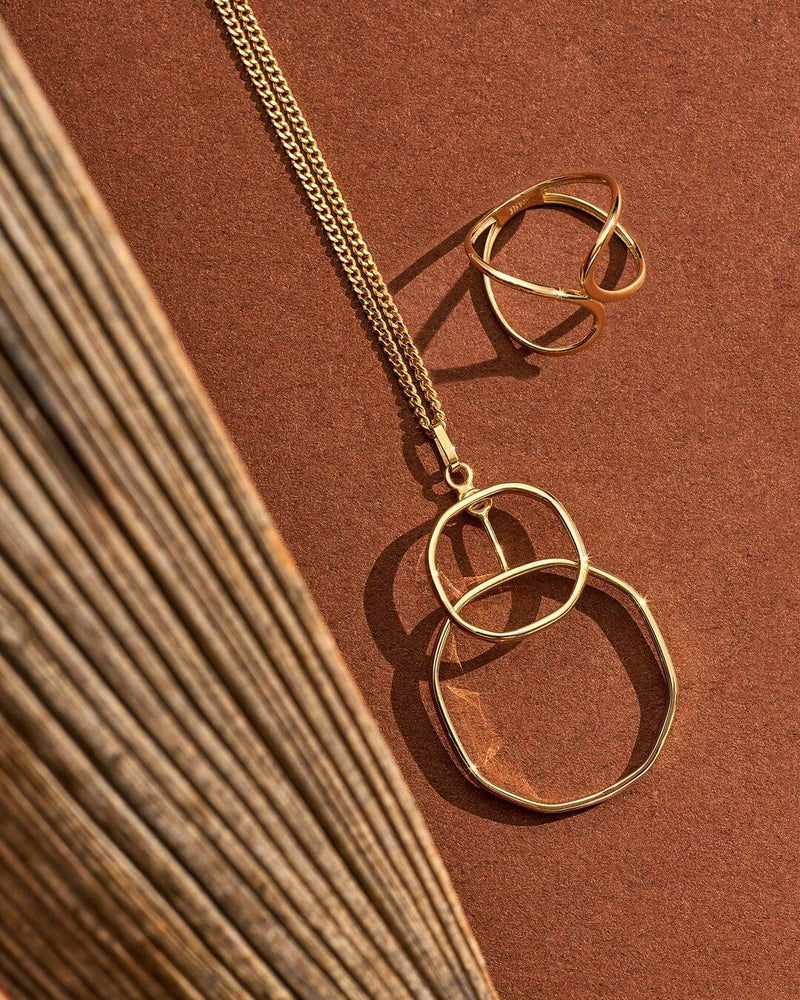 14K Gold Hexagonal Perspective Necklace