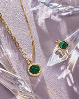 14K Gold Plated Malachite Stone Nature's Energy Necklace