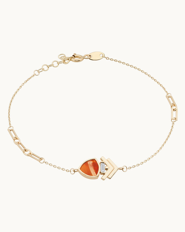 Antonim 14K Solid Gold Carnelian Stone Minimal Dainty Bracelet