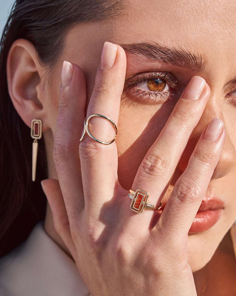 Forte 14K Solid Gold Carnelian Stone Minimal Dainty Ring