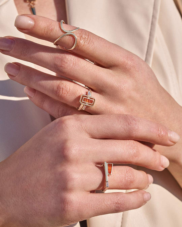 Forte 14K Solid Gold Carnelian Stone Minimal Dainty Ring