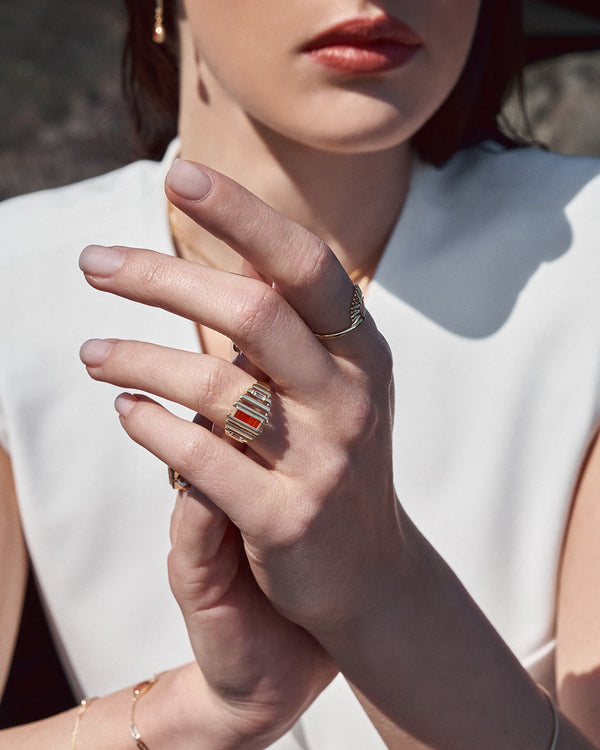 Ivy 14K Solid Gold Carnelian Stone Minimal Dainty Ring