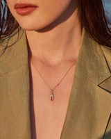 Vox 14K Solid Gold Carnelian Stone Minimal Dainty Pendant Necklace